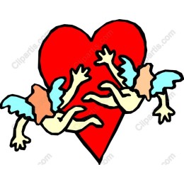 Cupid's Cherubs Embracing a Heart