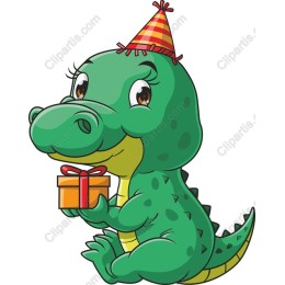 Cheerful Dinosaur with Gift
