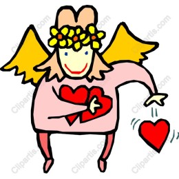 Whimsical Angel Holding Hearts