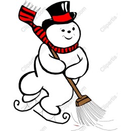 Cheerful Snowman Sweeping