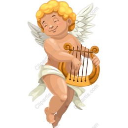 Cherubic Melody: Playful Cherub with Lyre
