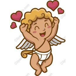  Cupid Character - Cheerful Angel with Hearts