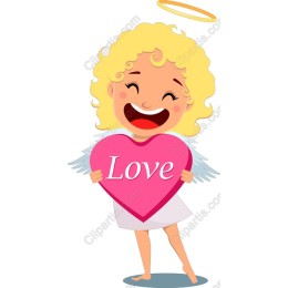 Joyful Angel Holding Love Heart