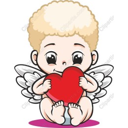 Adorable Cherubic Baby Angel with Heart