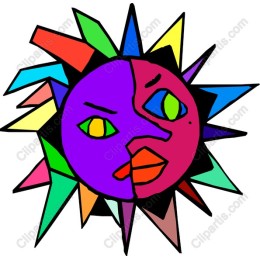 Colorful Sun and Moon Face