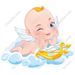 Cute Cherubic Baby with Harp