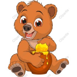 Cheerful Bear with Honey Pot