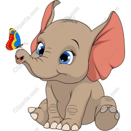 Friendly Baby Elephant with Butterfly
