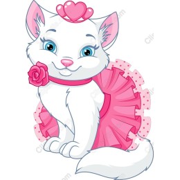 Cute White Cat with Pink Tutu