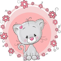 Cute Kitten and Flowers