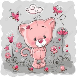 Whimsical Pink Kitten