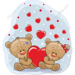 Cute Teddy Bears Holding Heart