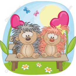 Love on the Park Bench - Adorable Hedgehog