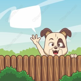 Friendly Dog Peeking Over Fence