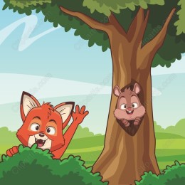 Playful Fox and Squirrel
