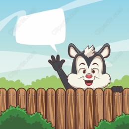 Playful Cartoon Character Peeking Over Fence