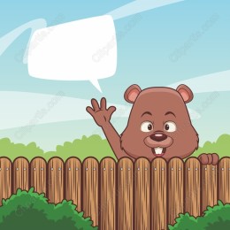 Cheerful Bear with Customizable Speech Bubble