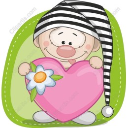 Heartwarming Character with Heart and Flower