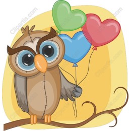Festive Owl with Balloons