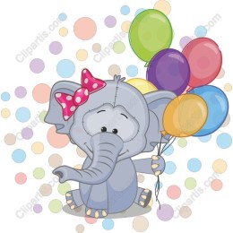 Charming Elephant with Balloons