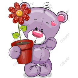 Charming Purple Teddy Bear with Flower Pot