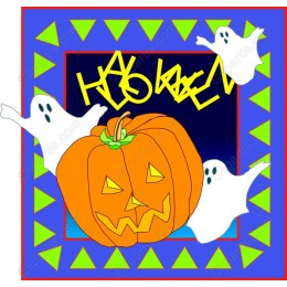 Whimsical Halloween Pumpkin & Ghosts
