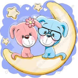 Moonlit Pals - Adorable Puppy