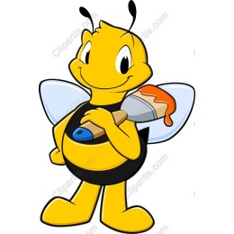 Cartoon Bee Character with Paintbrush