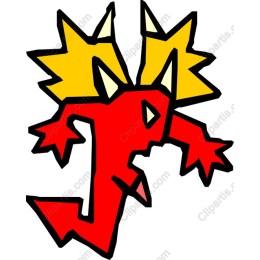 Vibrant Red Character with Yellow Spikes