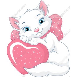 Adorable White Kitten with Heart