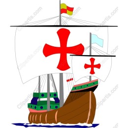 Classic Nautical Ship with Red Cross Emblem
