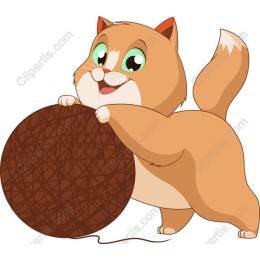 Playful Cat with Yarn Ball