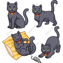 Playful Gray Cats Set