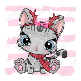 Festive Adorable Gray Kitten