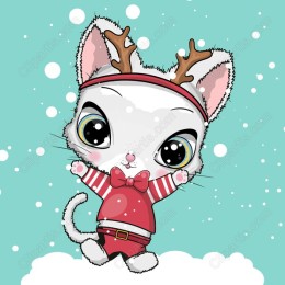 Festive Cat with Reindeer Antlers