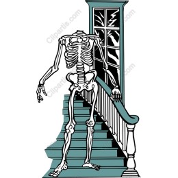 Haunting Skeleton on Stairs