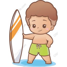 Cheerful Boy with Surfboard