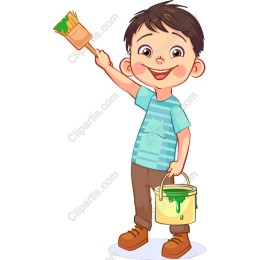 Cheerful Boy Painting