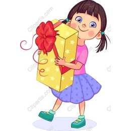 Joyful Girl Holding Gift