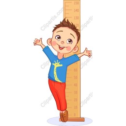 Cheerful Boy with Height Chart