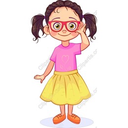 Cheerful Girl with Pigtails