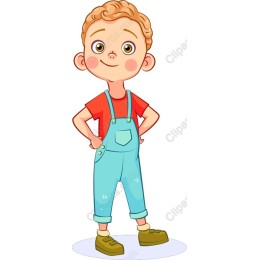 Cheerful Boy in Overalls