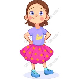 Charming Young Girl with Bunny T-Shirt and Star Skirt