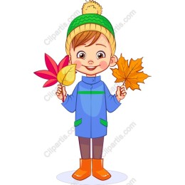 Joyful Autumn Child Holding Leaves