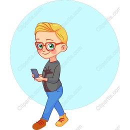 Playful Young Boy with Smartphone