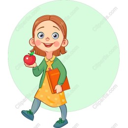 Cheerful Girl Holding Apple