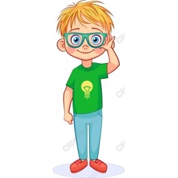 Cheerful Young Boy with Glasses