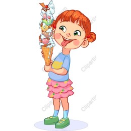 Cheerful Girl with Ice Cream Cone