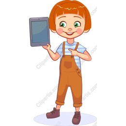 Cheerful Child with Tablet