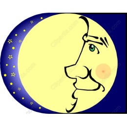 Charming Whimsical Moon Face